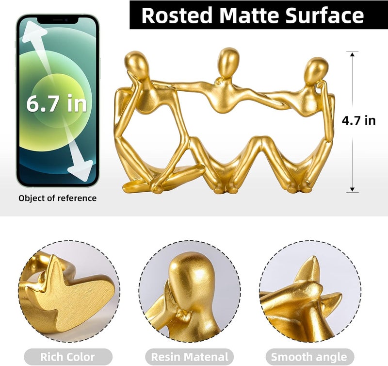 BMLCGJ Thinker Statue Gold Decor Abstract Art Sculpture, Golden Resin Collectible Figurines for Home Living Room Office Shelf Decoration,Great Gifts Ideas (Conjoined Body-Gold) - Image 4